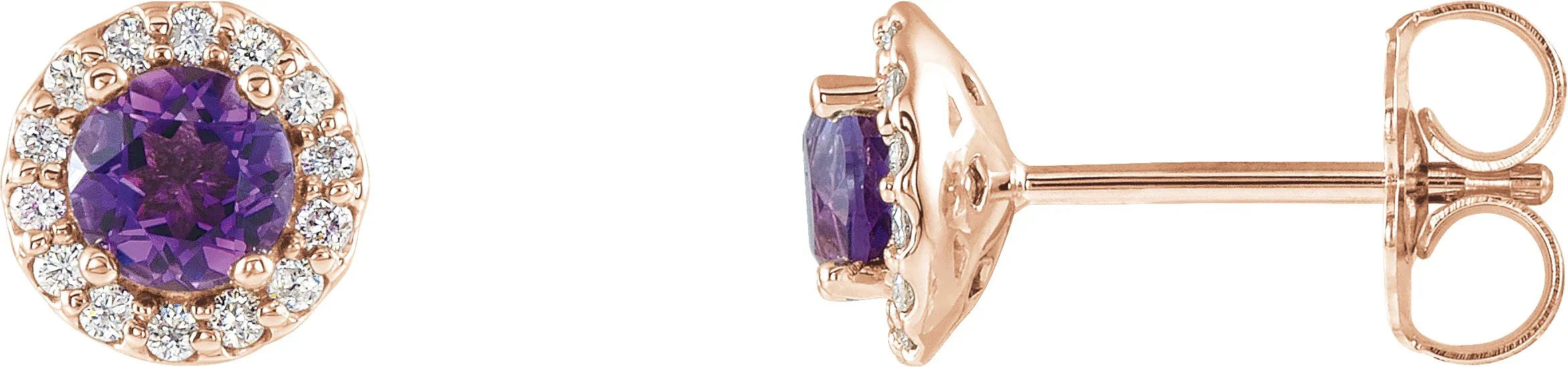 1/8 CTW Amethyst Diamond Earrings | Yumna Jewelers