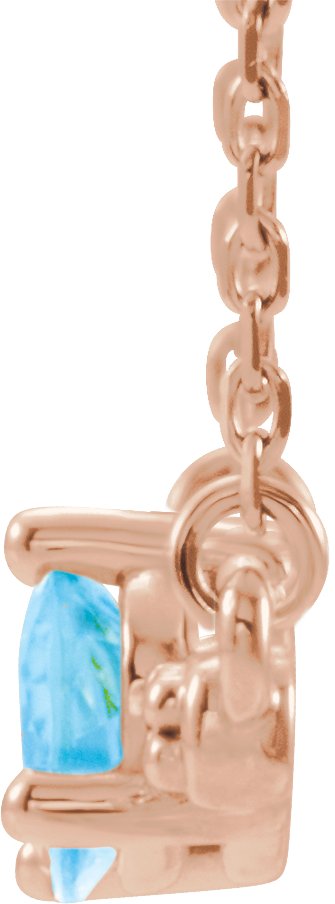 14K Rose Natural Aquamarine & 1/8 CTW Natural Diamond 16" Necklace 86812:622:P