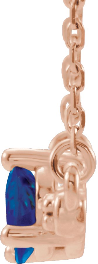 14K Rose Natural Blue Sapphire & 1/8 CTW Natural Diamond 18" Necklace 86812:737:P
