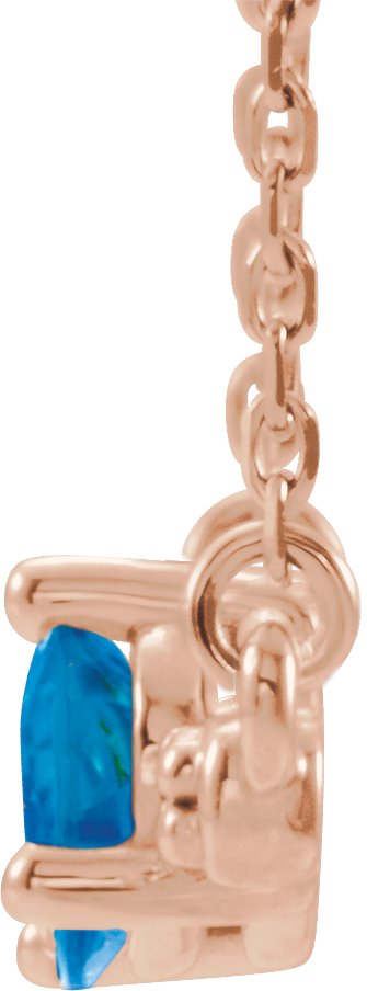 14K Rose Natural Blue Zircon & 1/8 CTW Natural Diamond 16" Necklace 86812:682:P