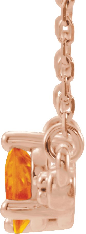 14K Rose Natural Citrine & 1/8 CTW Natural Diamond 18" Necklace 86812:752:P