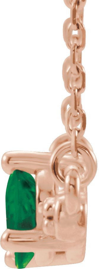 14K Rose Natural Emerald & 1/8 CTW Natural Diamond 16" Necklace 86812:632:P
