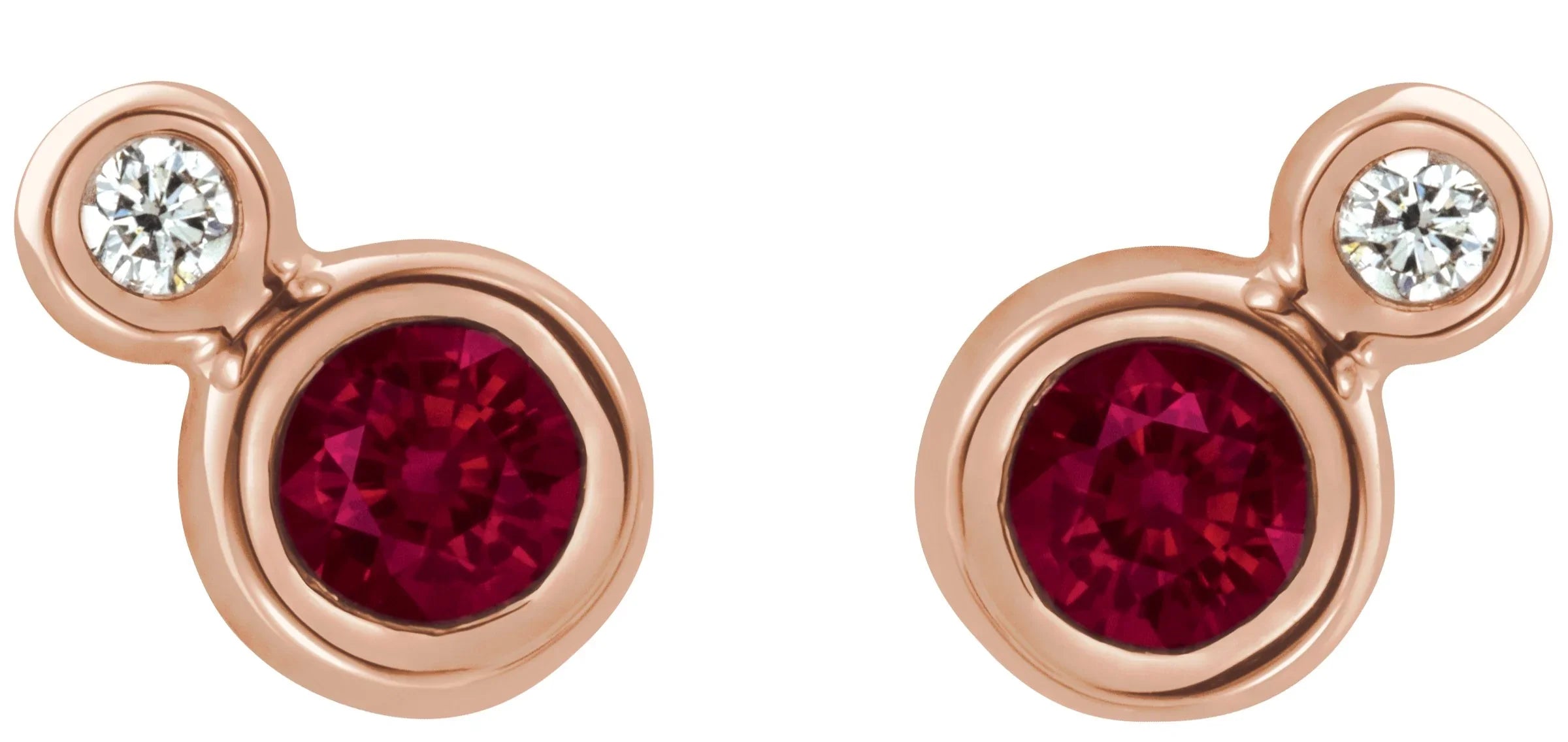 14K Rose 5 mm Natural Ruby & 1/8 CTW Natural Diamond Earrings 86888:6230:P
