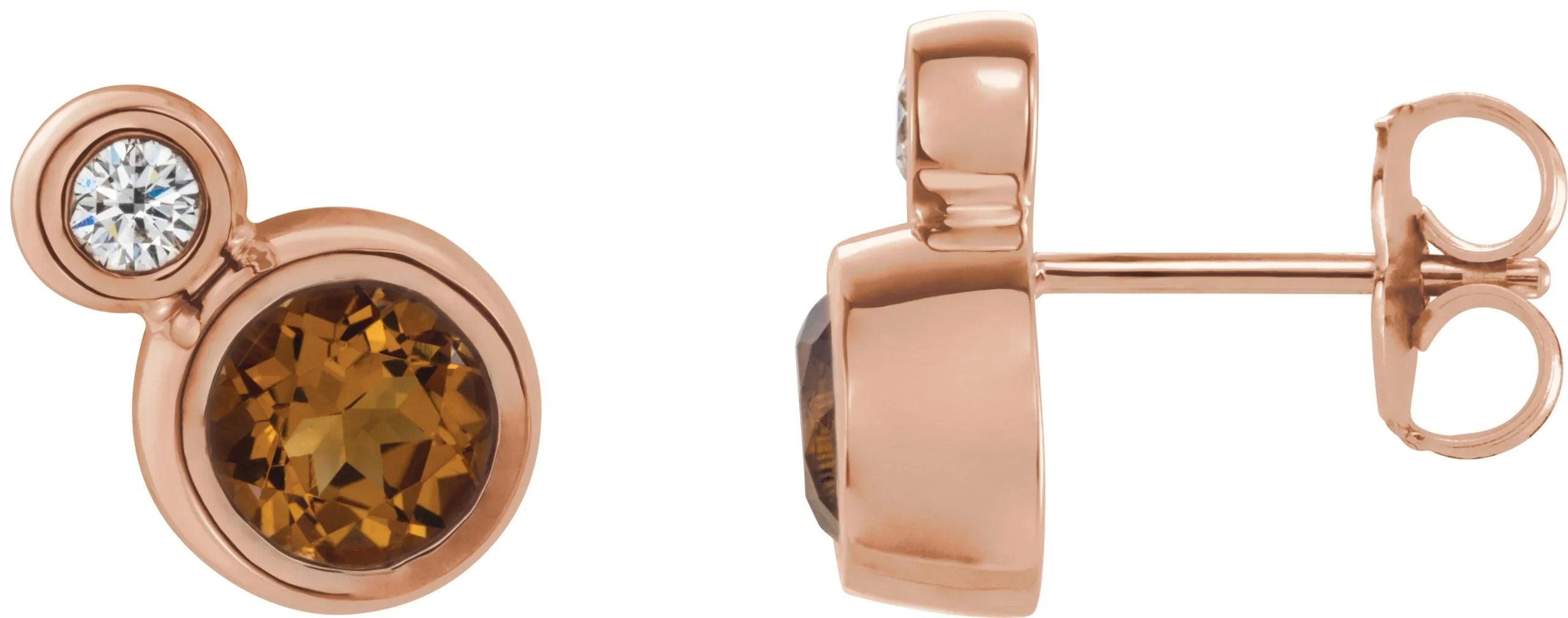 14K Rose Natural Citrine Earrings | Yumna Jewelers