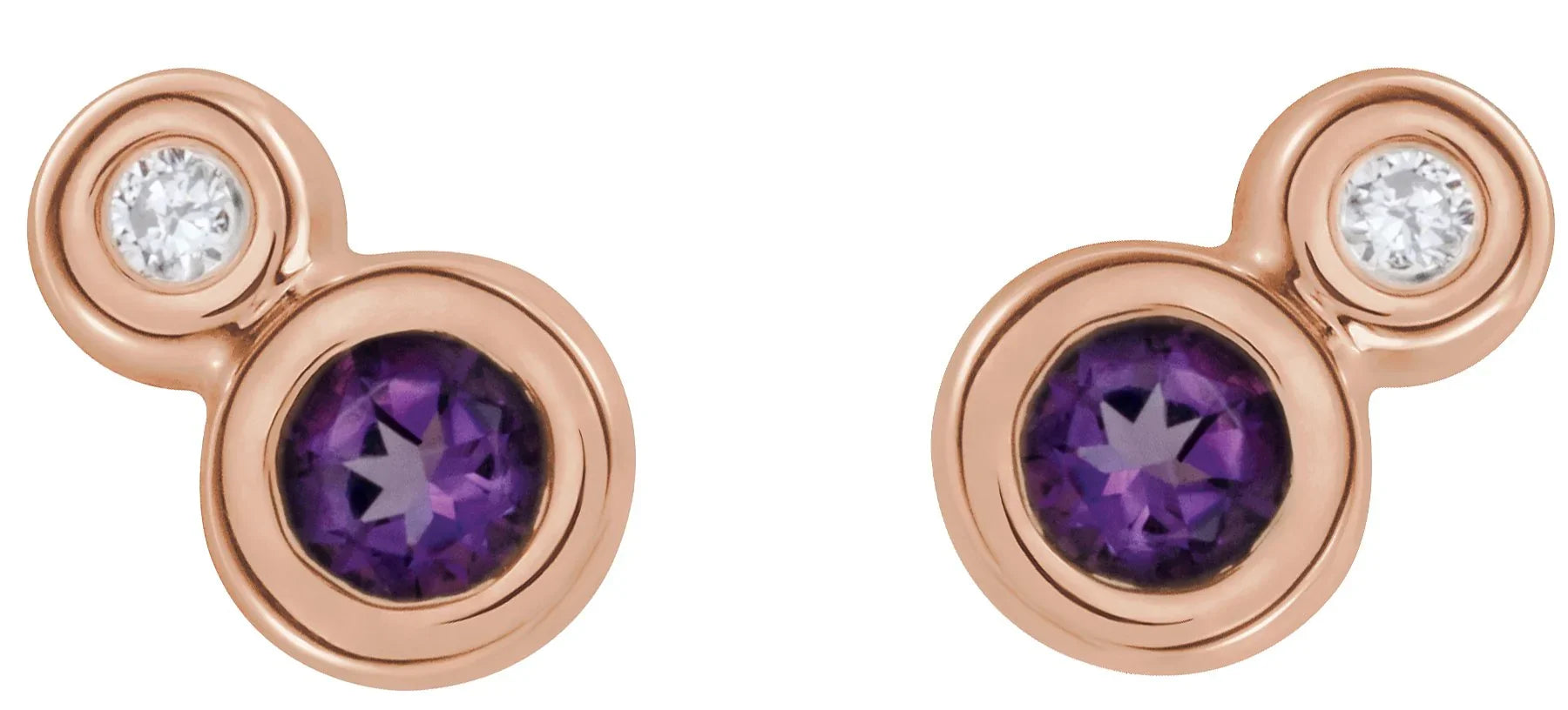 14K Rose Amethyst Diamond Earrings | Yumna Jewelers