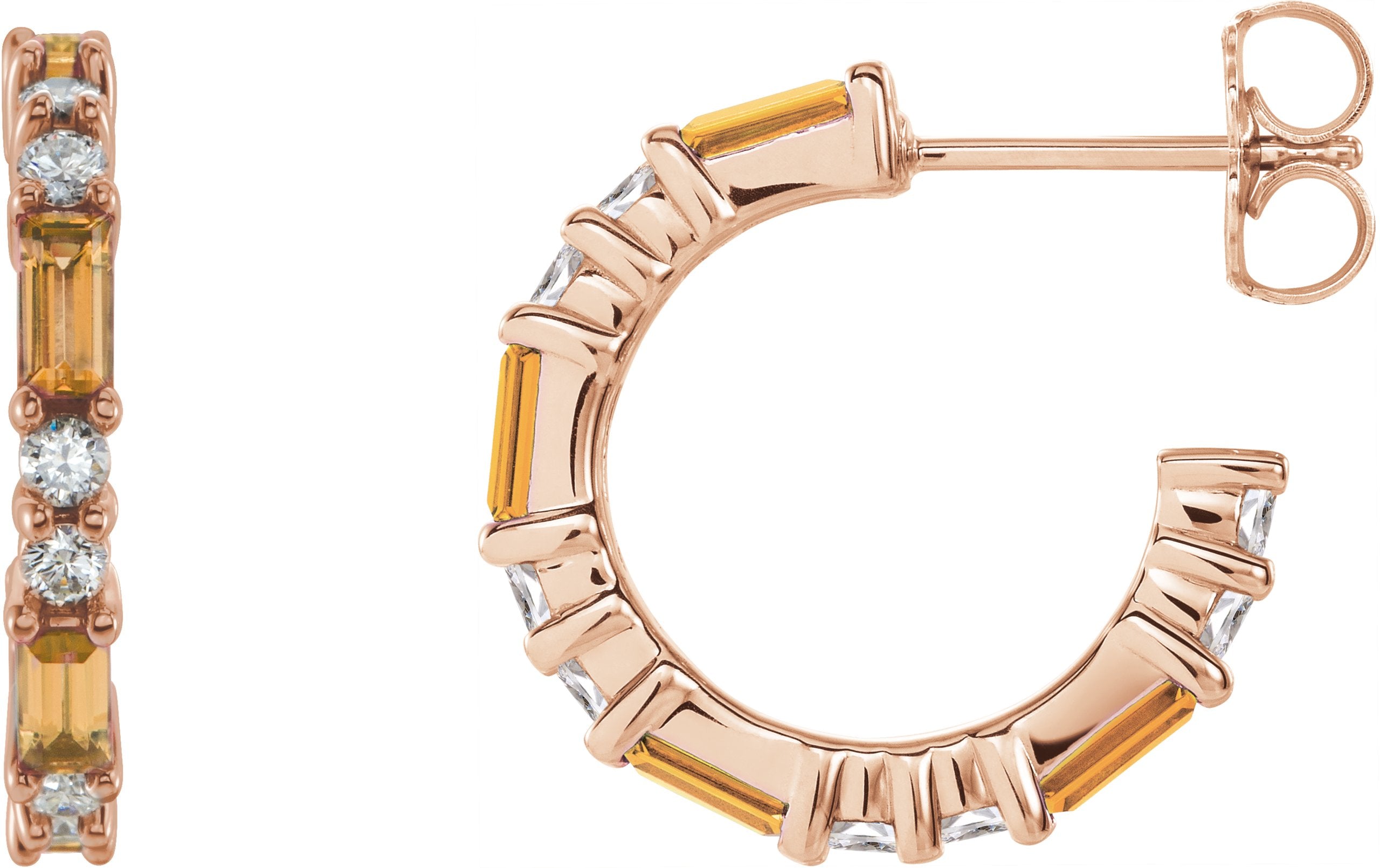 14K Rose Natural Citrine & 1/2 CTW Natural Diamond Earrings 86789:668:P