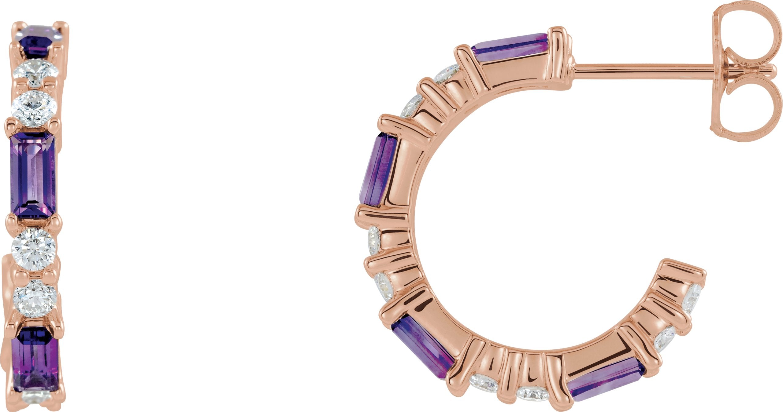 14K Rose Natural Amethyst & 1/2 CTW Natural Diamond Earrings 86789:623:P