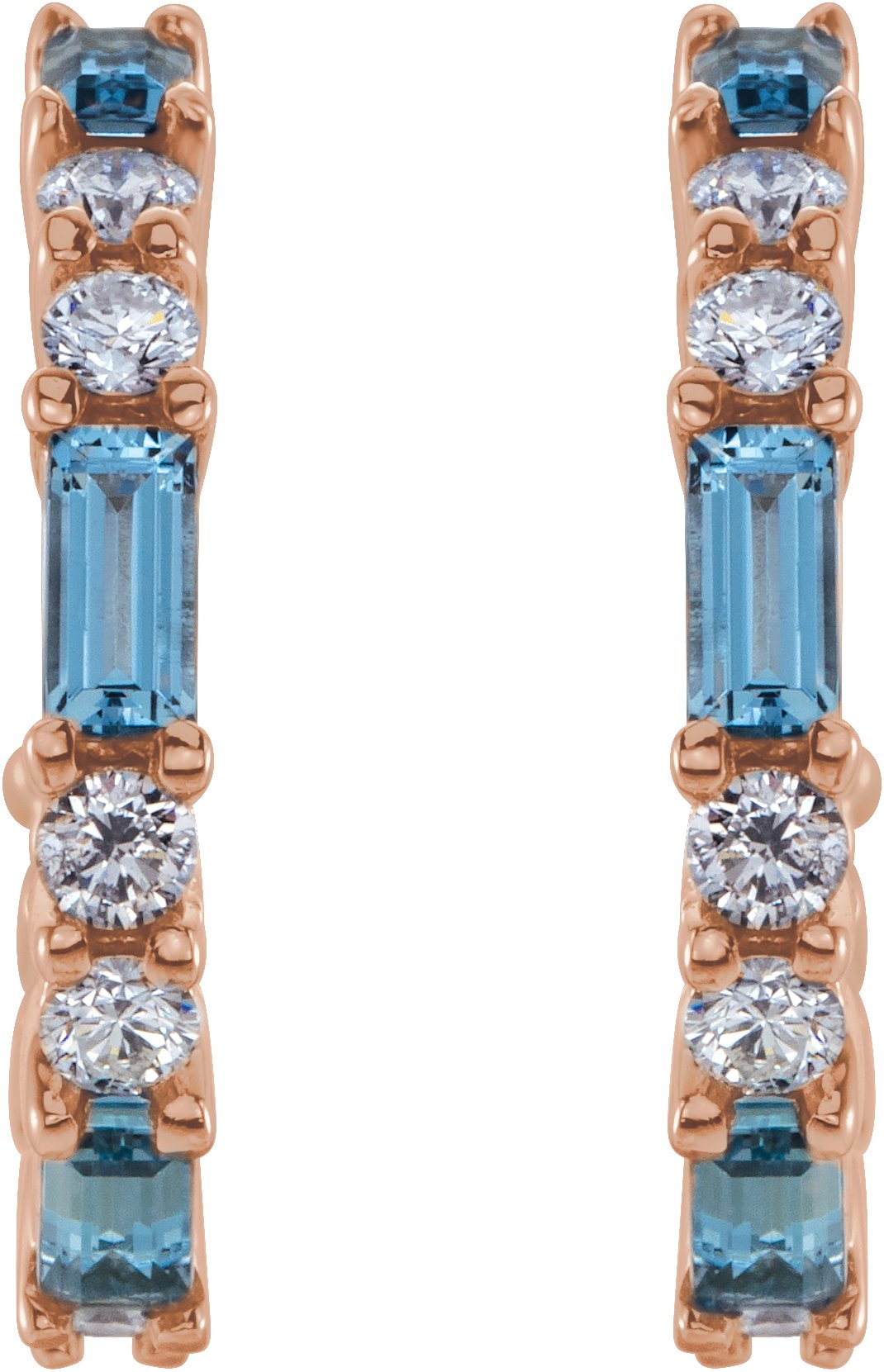 14K Rose Natural Aquamarine & 1/2 CTW Natural Diamond Earrings 86789:628:P