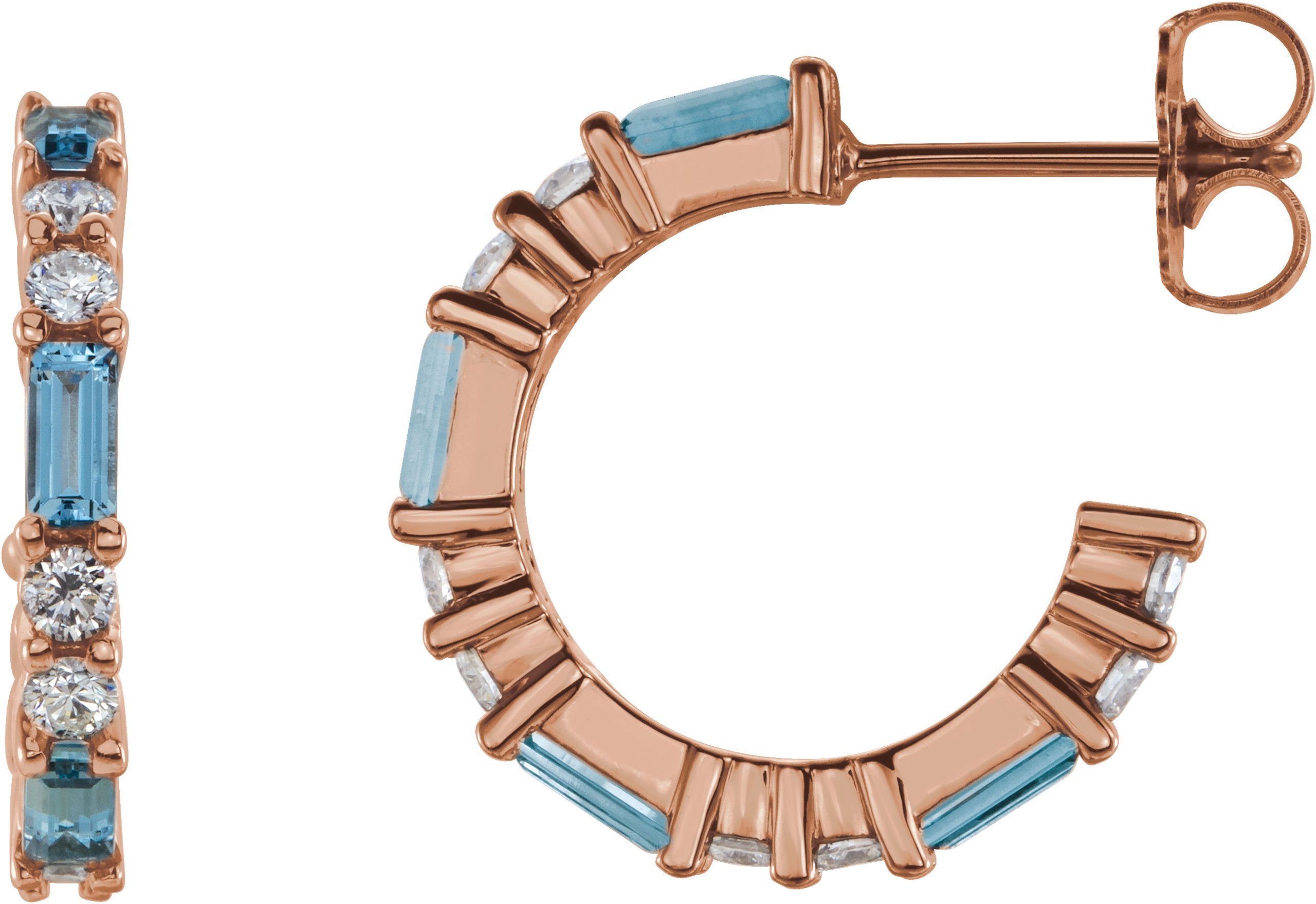 14K Rose Natural Aquamarine & 1/2 CTW Natural Diamond Earrings 86789:628:P