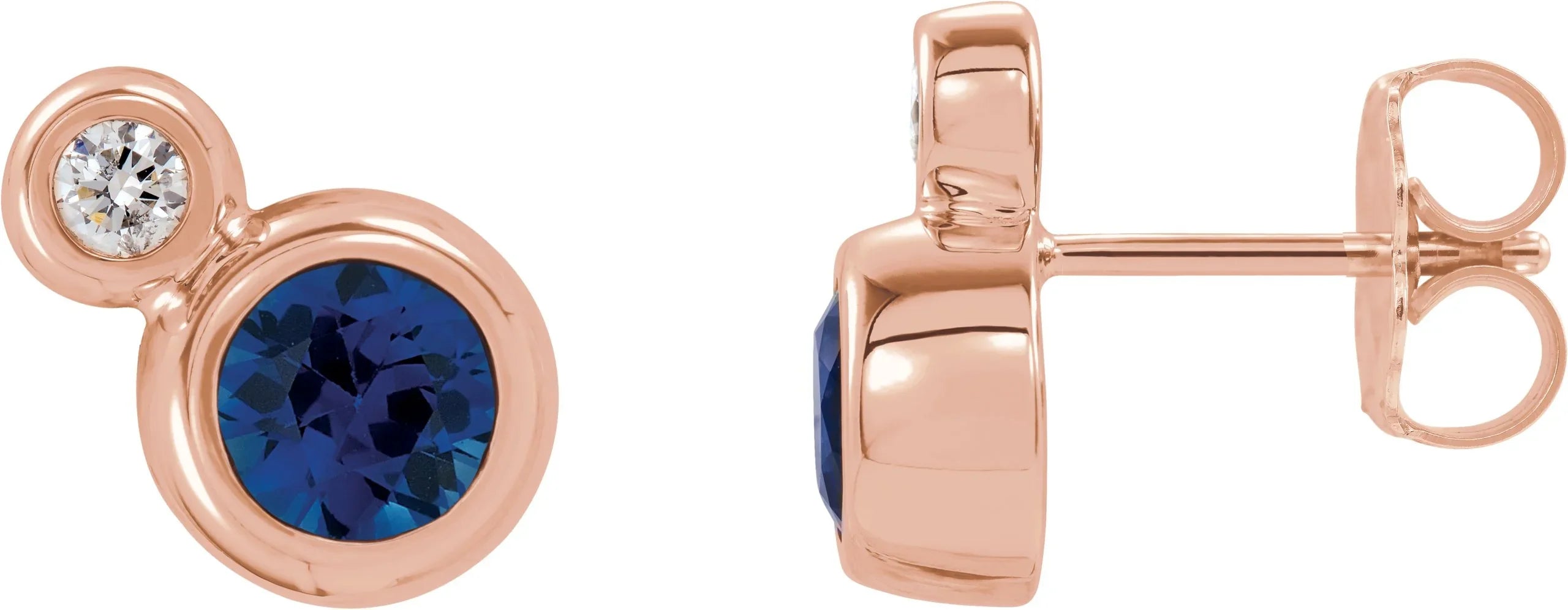 14K Rose Blue Sapphire Earrings | Yumna Jewelers