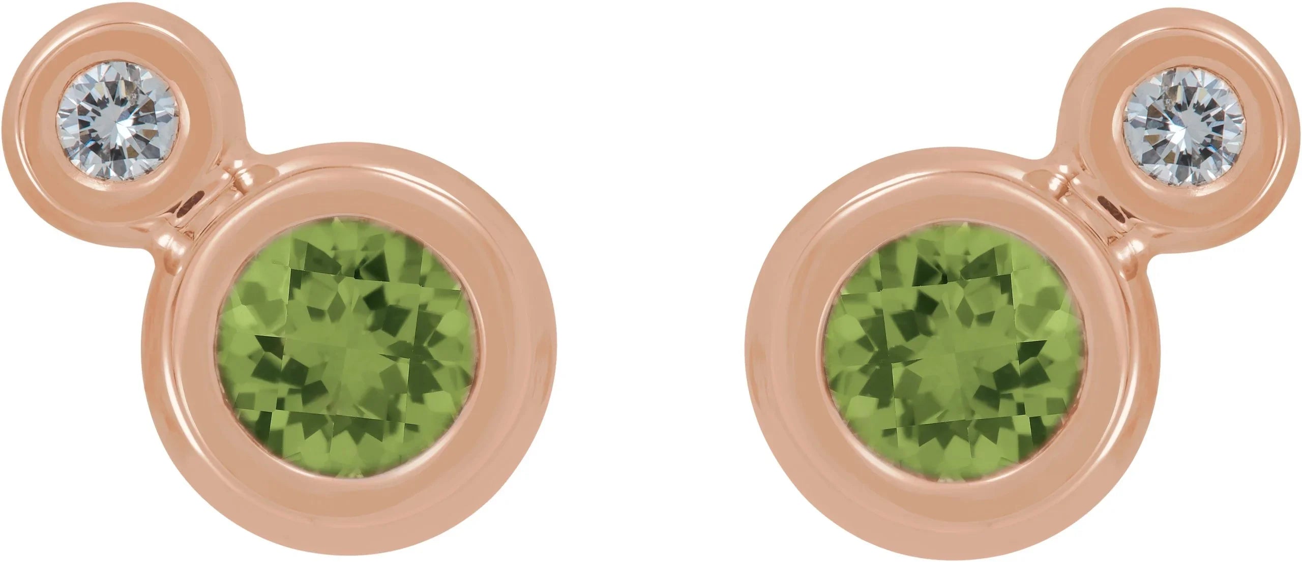 14K Rose 5 mm Natural Peridot & 1/8 CTW Natural Diamond Earrings 86888:6228:P