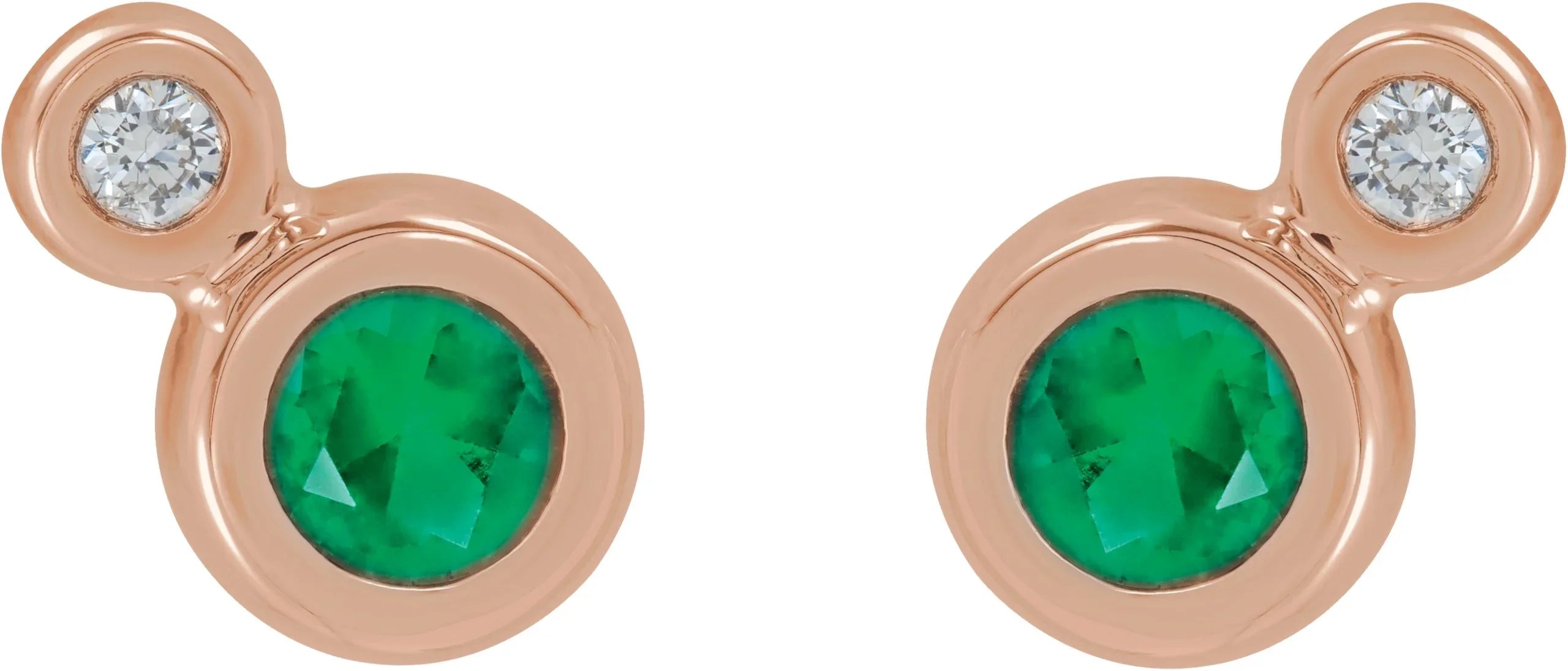 1/8 CTW Diamond Emerald Earrings | Yumna Jewelers
