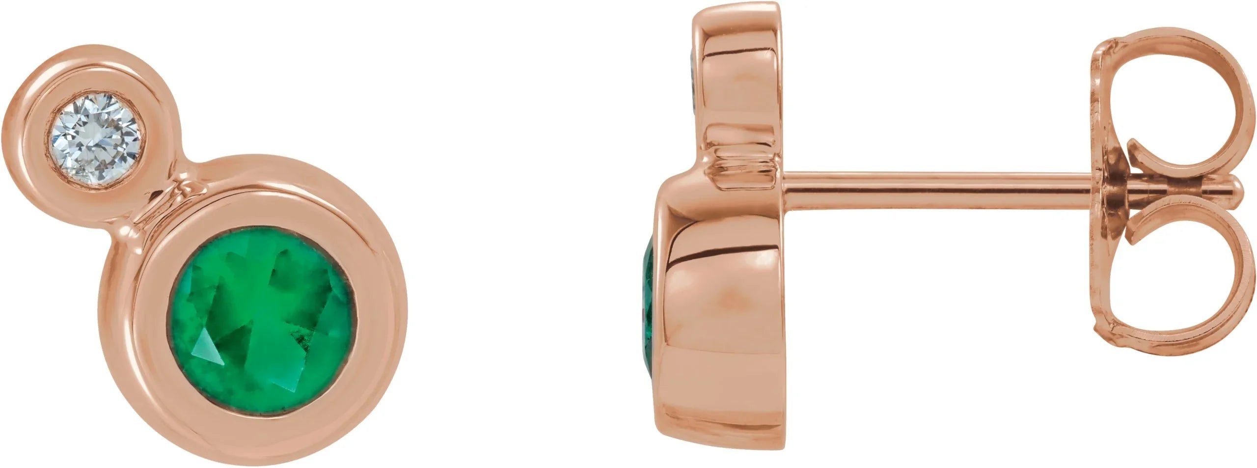 1/8 CTW Diamond Emerald Earrings | Yumna Jewelers