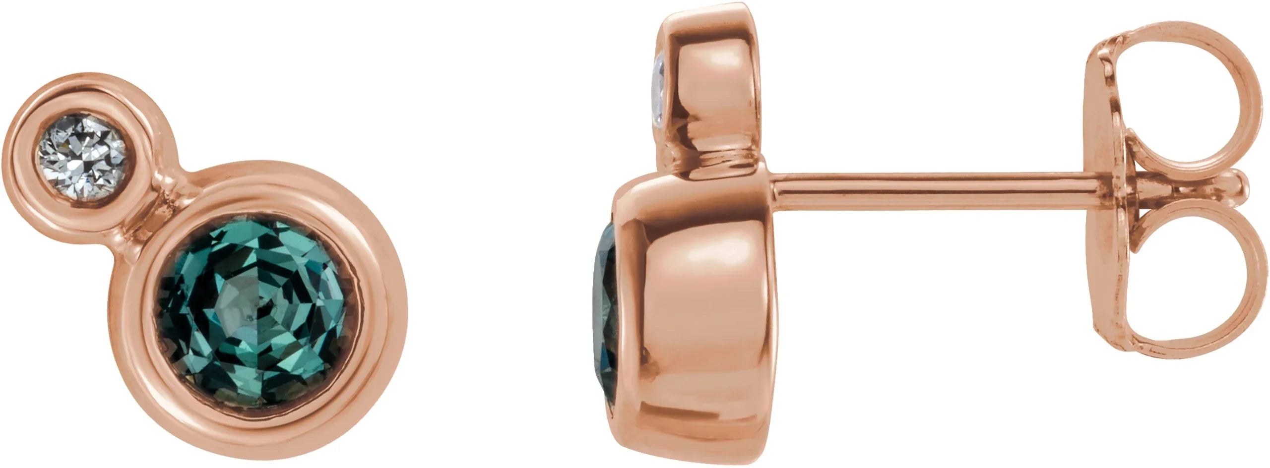 14K Rose 5 mm Lab-Grown Alexandrite & 1/8 CTW Natural Diamond Earrings 86888:6218:P