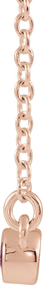 14K Rose Lab-Grown Ruby Bezel-Set Bar 16" Necklace 86840:6047:P