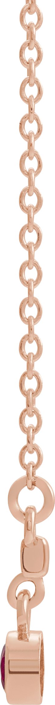 14K Rose Lab-Grown Ruby Bezel-Set Bar 18" Necklace 86905:6137:P