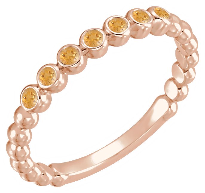 14K Rose Natural Citrine Stackable Ring 71813:630:P