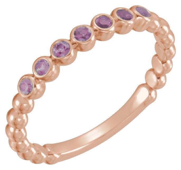 14K Rose Natural Alexandrite Stackable Ring 71813:616:P