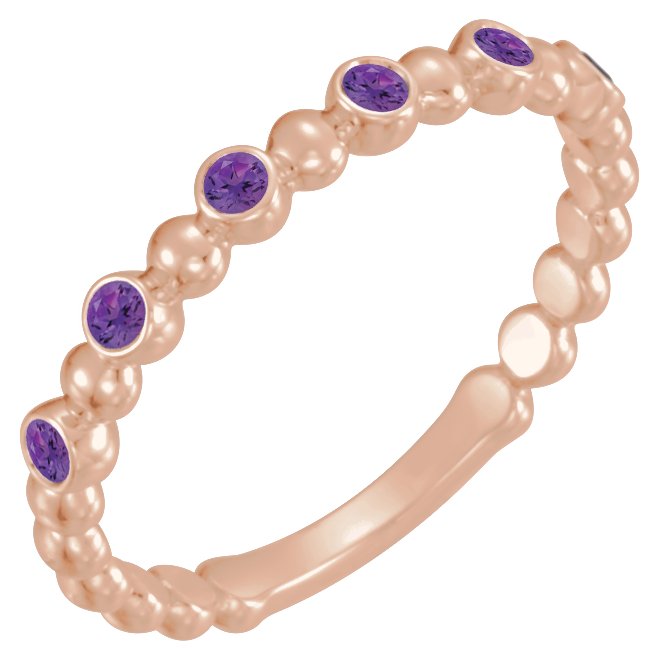 14K Rose Natural Amethyst Stackable Ring 71814:611:P