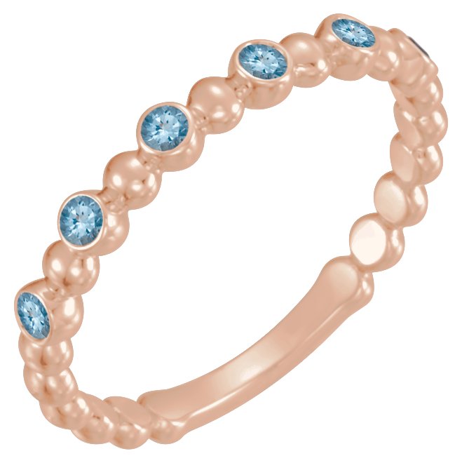 14K Rose Natural Aquamarine Stackable Ring 71814:616:P