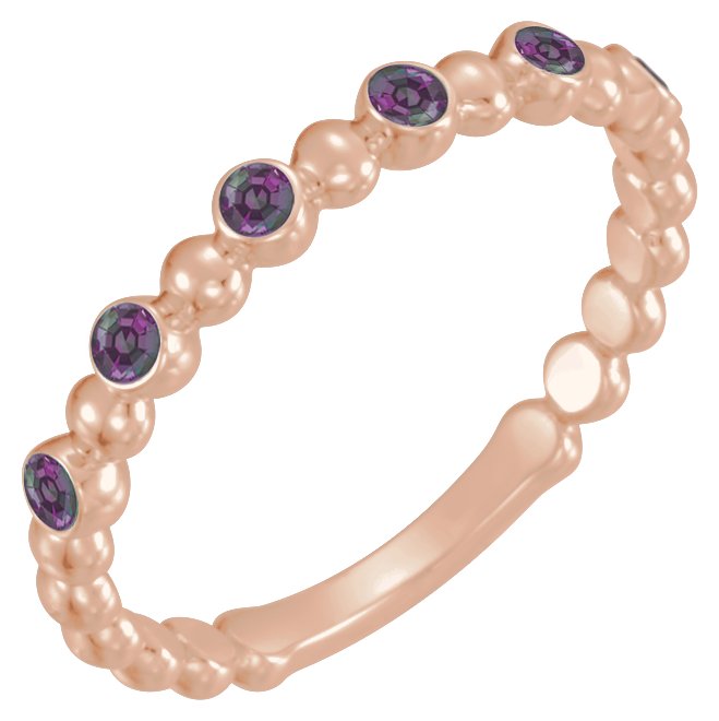 14K Rose Natural Alexandrite Stackable Ring 71814:636:P