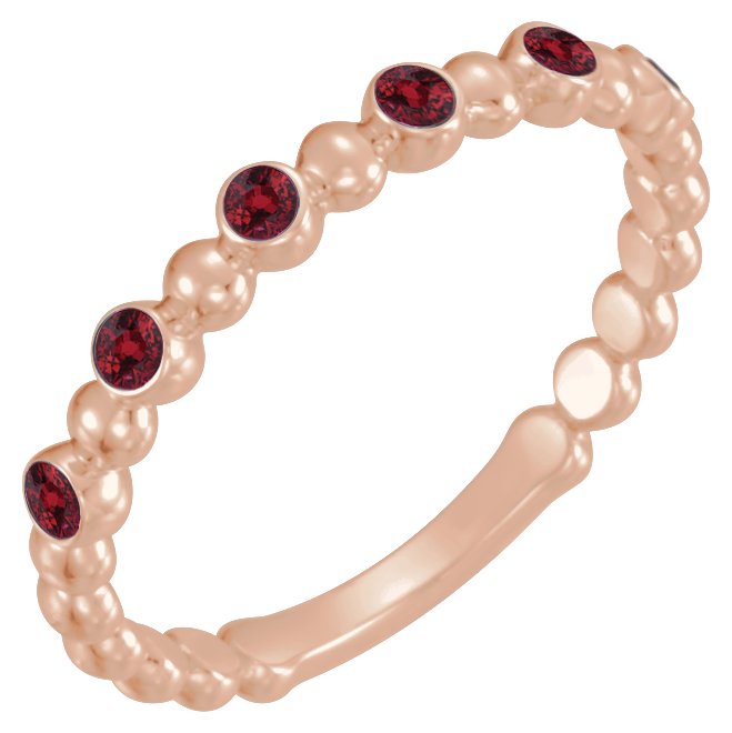 14K Rose Lab-Grown Ruby Stackable Ring   71814:646:P