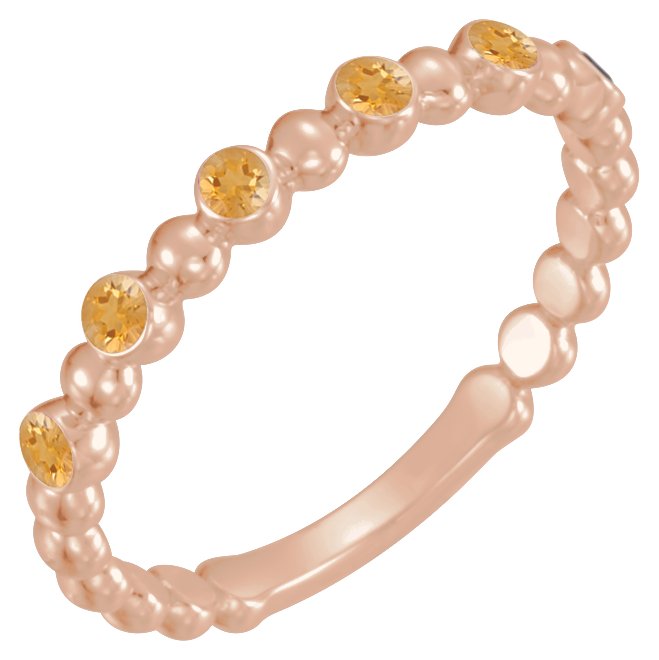 14K Rose Natural Citrine Stackable Ring 71814:661:P