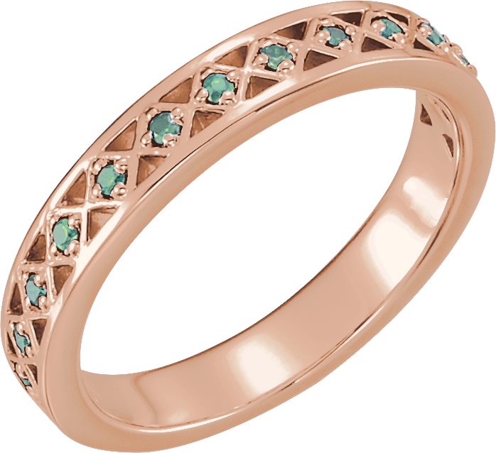 14K Rose Natural Emerald Stackable Ring 71831:627:P