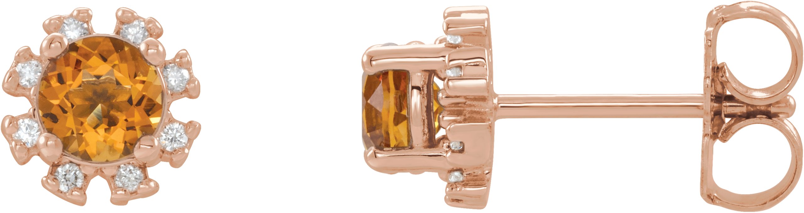 14K Rose Natural Citrine & 1/2 CTW Natural Diamond Earrings 2000028:6257:P