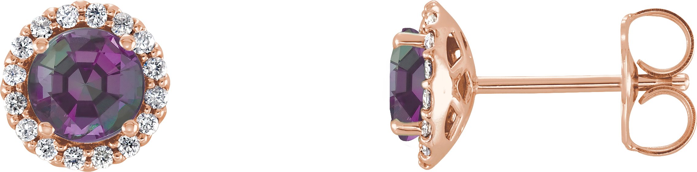 14K Rose 5 mm Lab-Grown Alexandrite & 1/8 CTW Natural Diamond Earrings 86509:1012:P