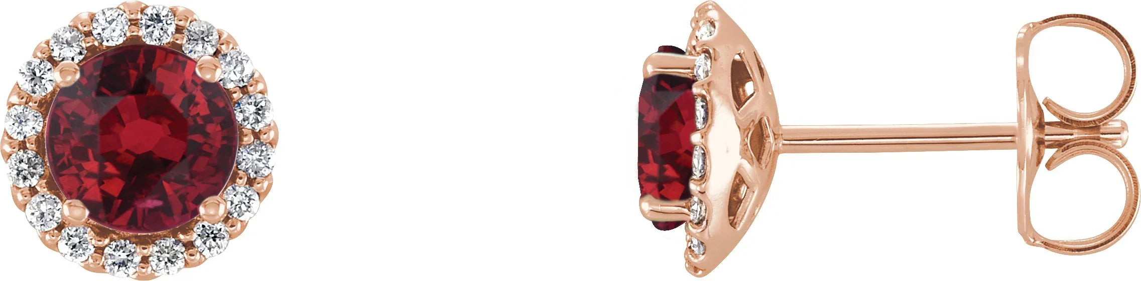 14K Rose 5 mm Natural Ruby & 1/8 CTW Natural Diamond Earrings 86509:1017:P