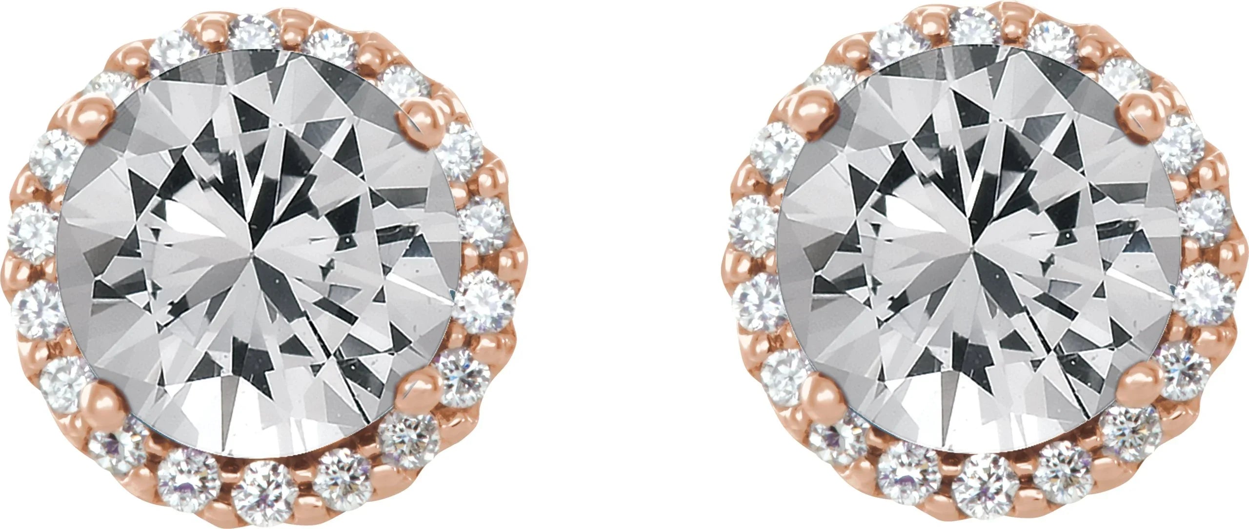 14K Rose Gold Round Earrings | 1/2 CTW Earrings | Yumna Jewelers