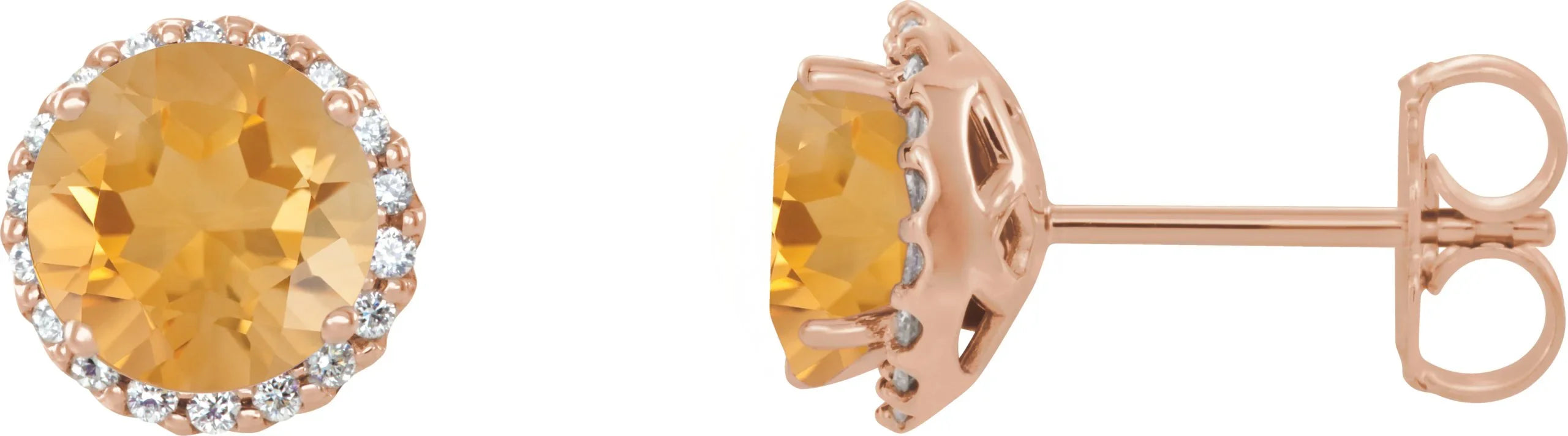 1/8 CTW Diamond Citrine Earrings | Yumna Jewelers