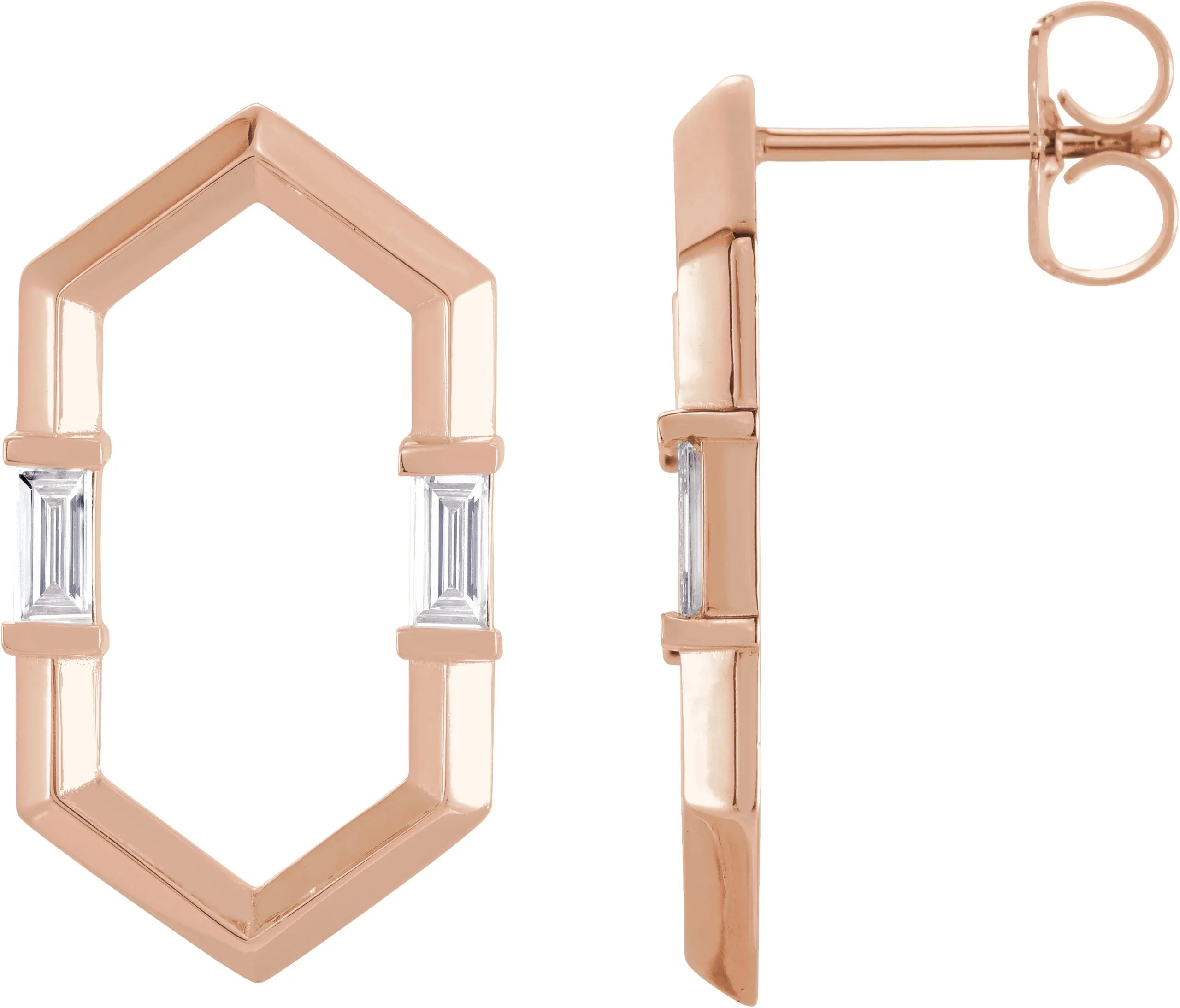 Geometric Diamond Earrings | Rose Geometric Earrings | Yumna Jewelers