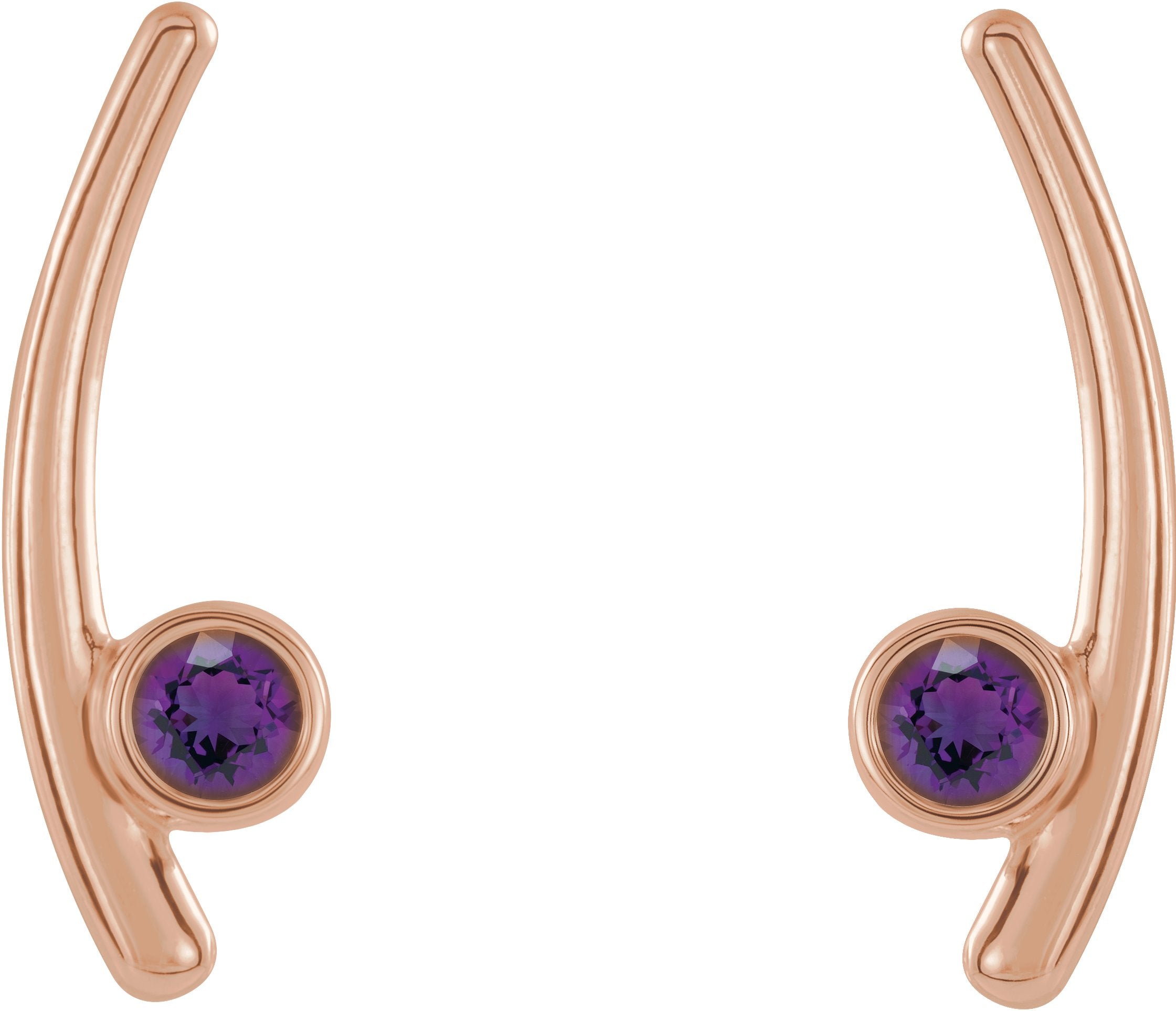 14K Rose Natural Amethyst Ear Climbers 86861:640:P