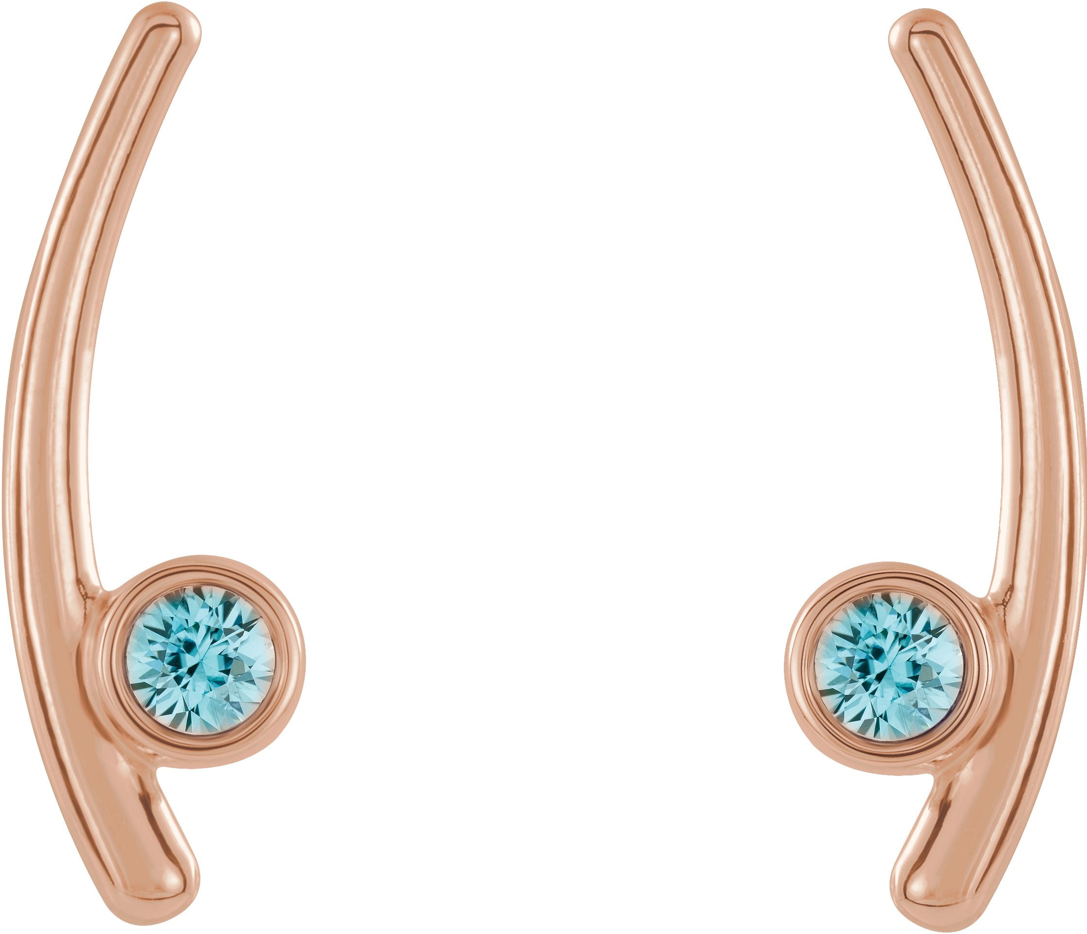 14K Rose Natural Aquamarine Ear Climbers 86861:641:P