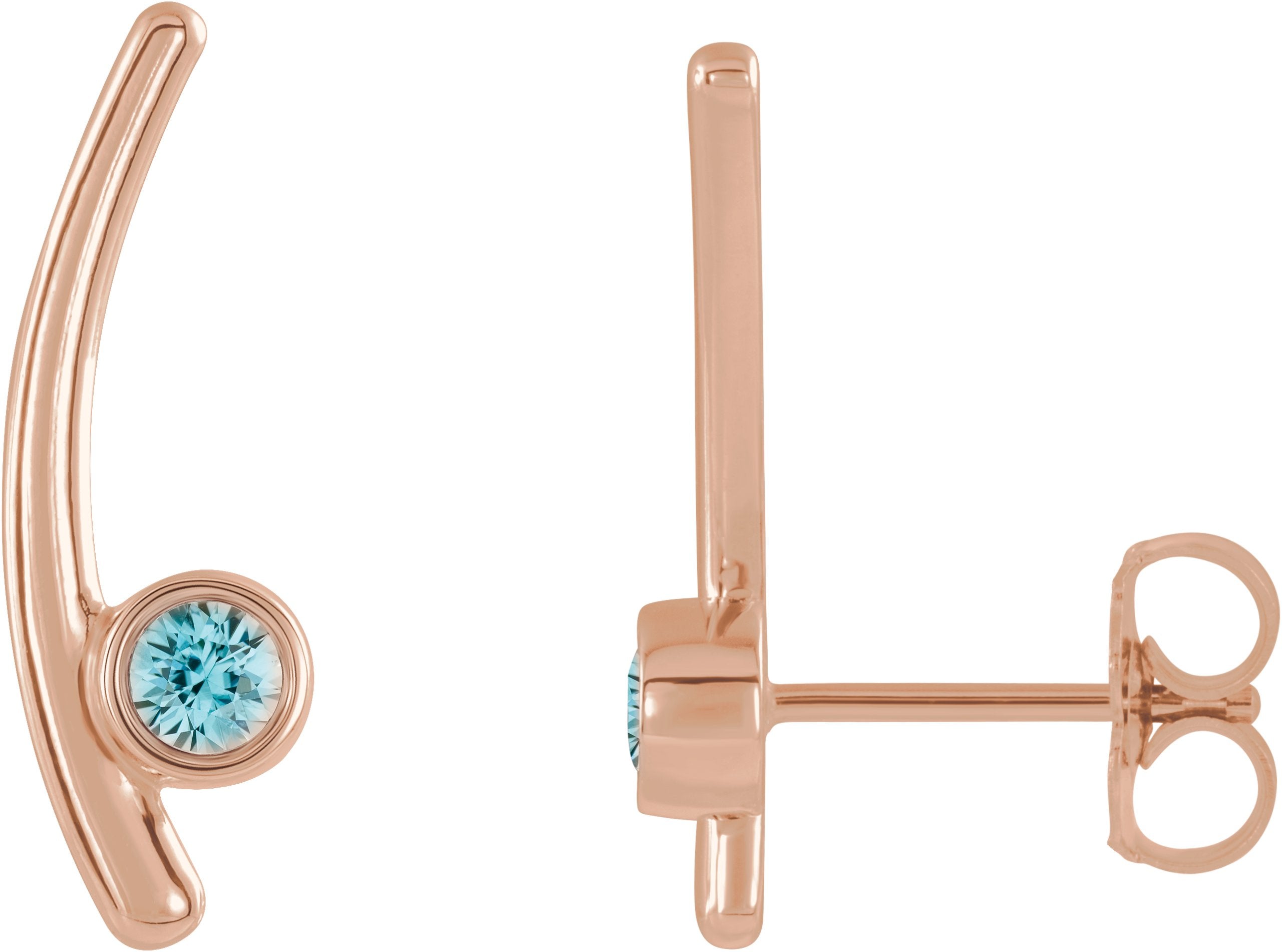 14K Rose Natural Aquamarine Ear Climbers 86861:641:P