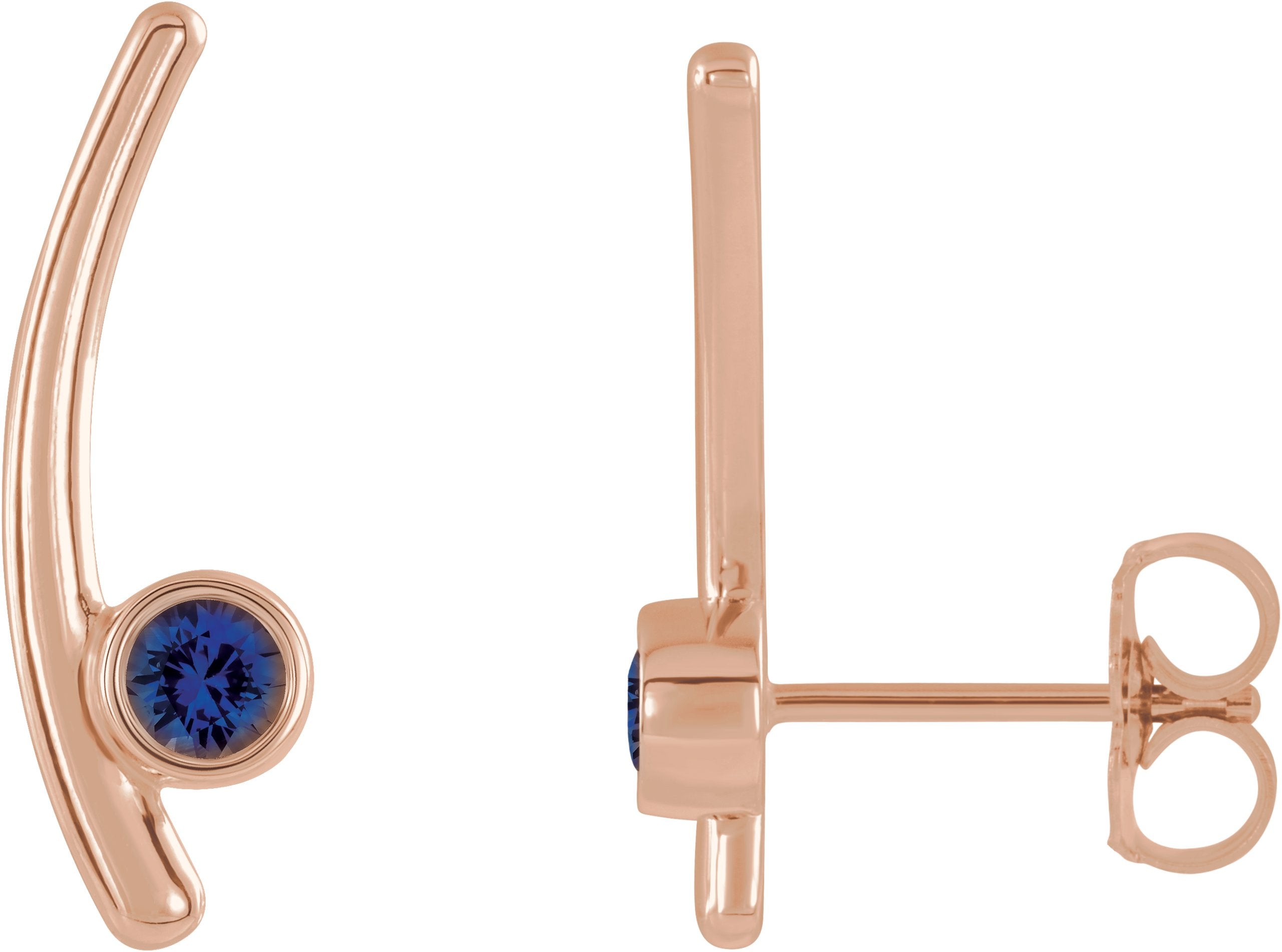 14K Rose Natural Blue Sapphire Ear Climbers 86861:642:P