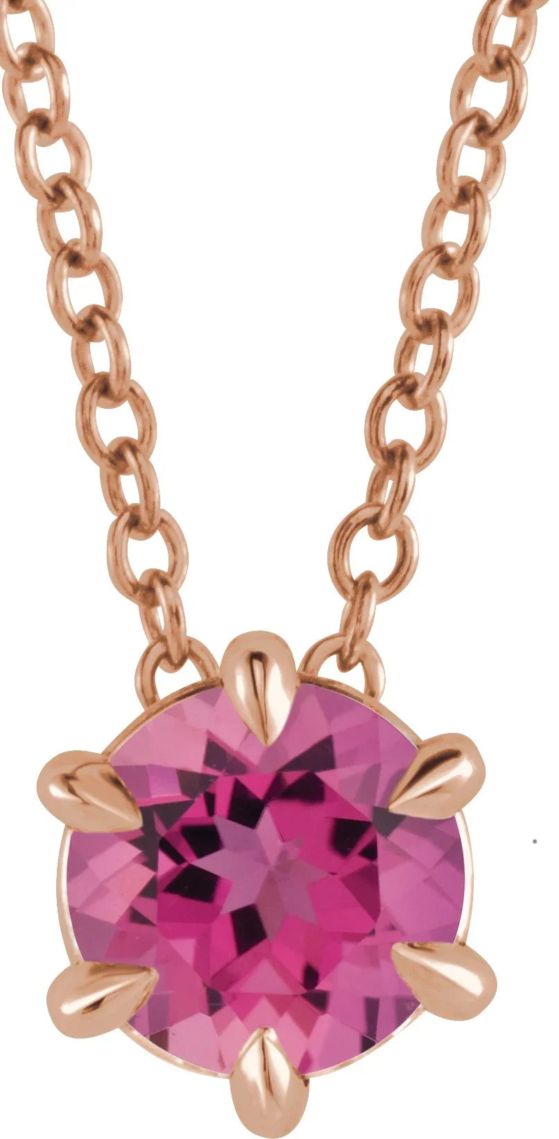 14K Rose 4 mm Natural Pink Tourmaline Solitaire 16-18" Necklace 87126:6048:P
