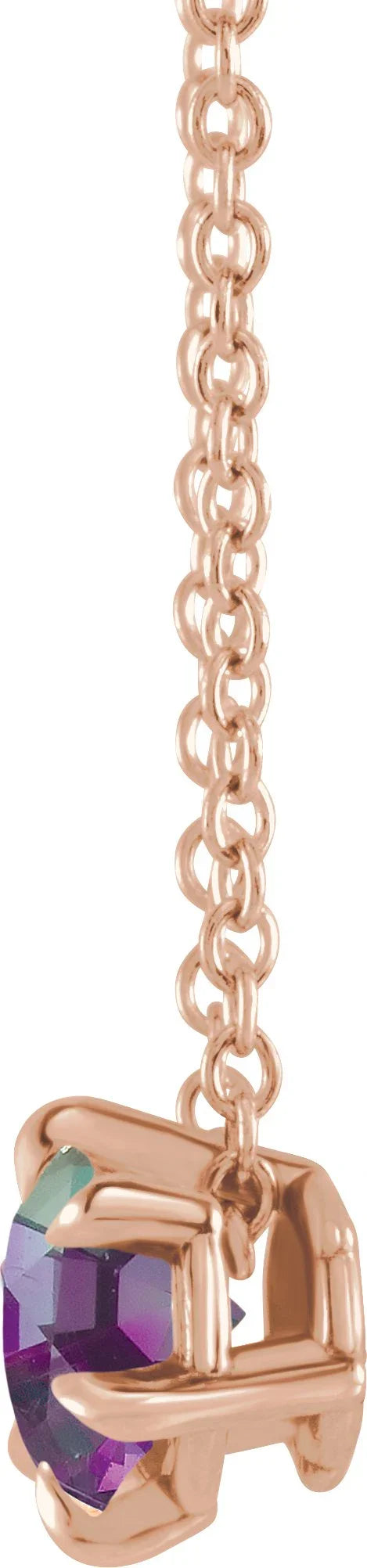 14K Rose 6 mm Lab-Grown Alexandrite Solitaire 16-18" Necklace 87126:6196:P