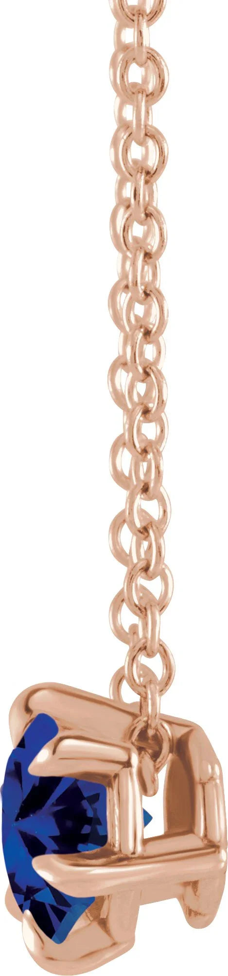 14K Rose 6 mm Lab-Grown Blue Sapphire Solitaire 16-18" Necklace 87126:6197:P