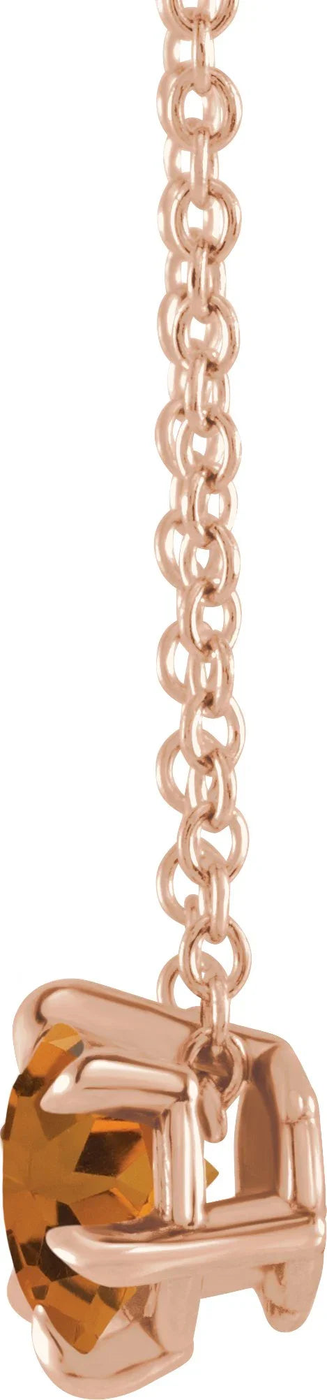 14K Rose 4 mm Natural Citrine Solitaire 16-18" Necklace 87126:6044:P