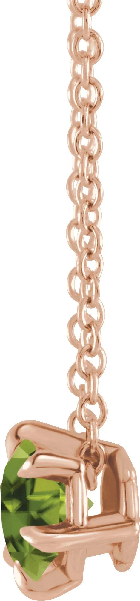 14K Rose 4 mm Natural Peridot Solitaire 16-18" Necklace 87126:6047:P