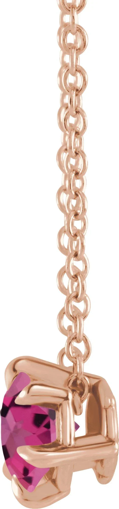 14K Rose 6 mm Natural Pink Tourmaline Solitaire 16-18" Necklace 87126:6208:P