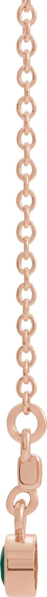 14K Rose Lab-Grown Emerald Bezel-Set Bar 16" Necklace 86905:6032:P