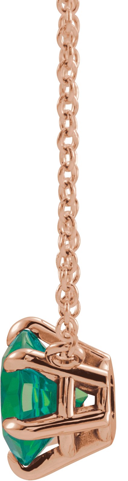 14K Rose Natural Emerald Solitaire 18" Necklace 87016:6096:P