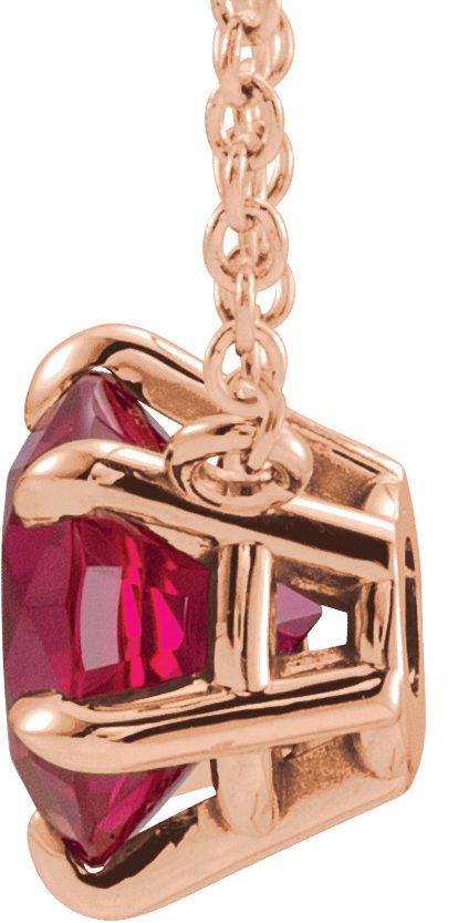 14K Rose Lab-Grown Ruby Solitaire 16" Necklace  87016:6715:P