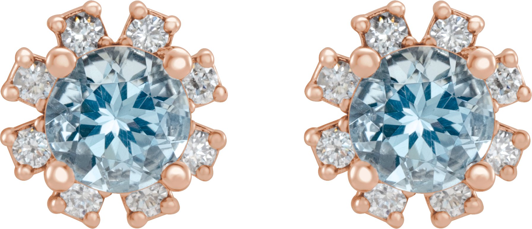 14K Rose Natural Aquamarine & 1/2 CTW Natural Diamond Earrings 2000028:6202:P