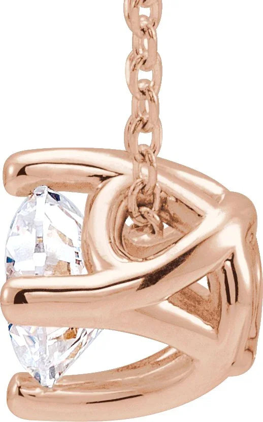 14K Rose 3/4 CT Natural Diamond Solitaire 16-18" Necklace 86993:6102:P