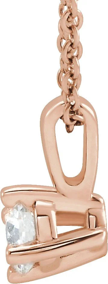14K Rose 1/4 CT Natural Diamond Solitaire 16-18" Necklace 87124:6034:P